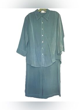 Cut Loose SZ Med Tencel Button Up Shirt Maxi Pencil Skirt Western Coastal Chic
